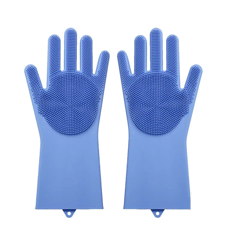 1 пара креативных домашних моющих чистящих перчаток для сада кухонное блюдо пищевого класса Силиконовые хозяйственные перчатки для уборки для мытья посуды - Цвет: Синий