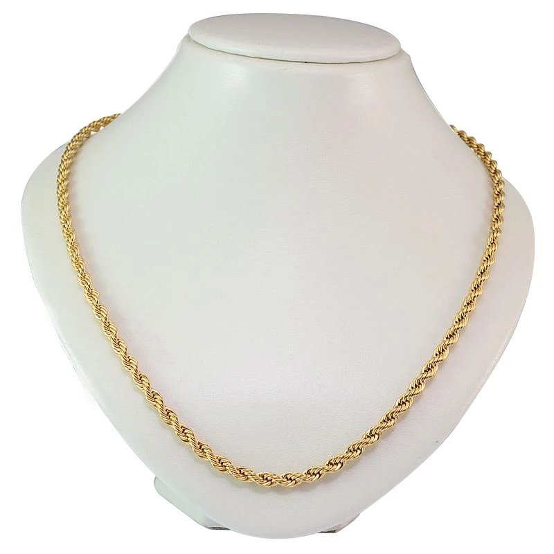 5MM Gold Tone Men's Stainless Steel Singapore Twist Chain Necklace 60CM
