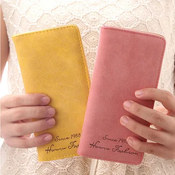 

8PCS / LOT 2018 Fashion Women Purse Vintage Female Slim Long Wallet Card Holder Bag Ladies Girls Leather Wallet and Purse