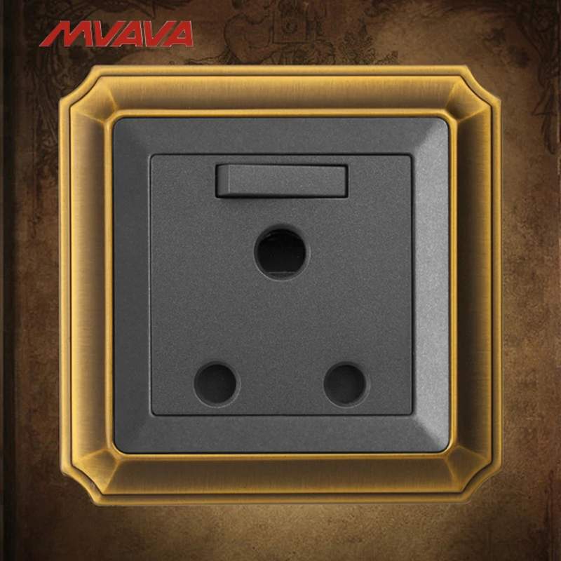 

MVAVA 15A 3 Round Pin Socket With 1 Gang South Africa Standard Switched Outlets Wall Receptacle Luxury Bronzed Free Shipping