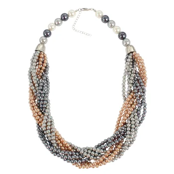 

New 2019 Jewelry Popular Handmade Pearl Necklace Multicolor Mixed Sweater Chain Multi Layer Knitted Beads Strand Necklace Women