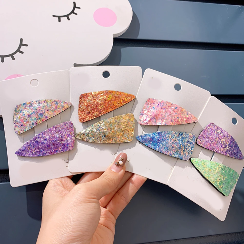 

women Gradient Hairpins Korean Sequins bb Clips Kids Candy Color Triangle Oval Geometric Barrettes girls Hair Accessories