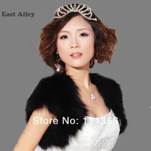 Белый цвета слоновой кости черный Свадебная шаль невесты искусственный мех болеро Свадебная накидка обёрточная бумага черный