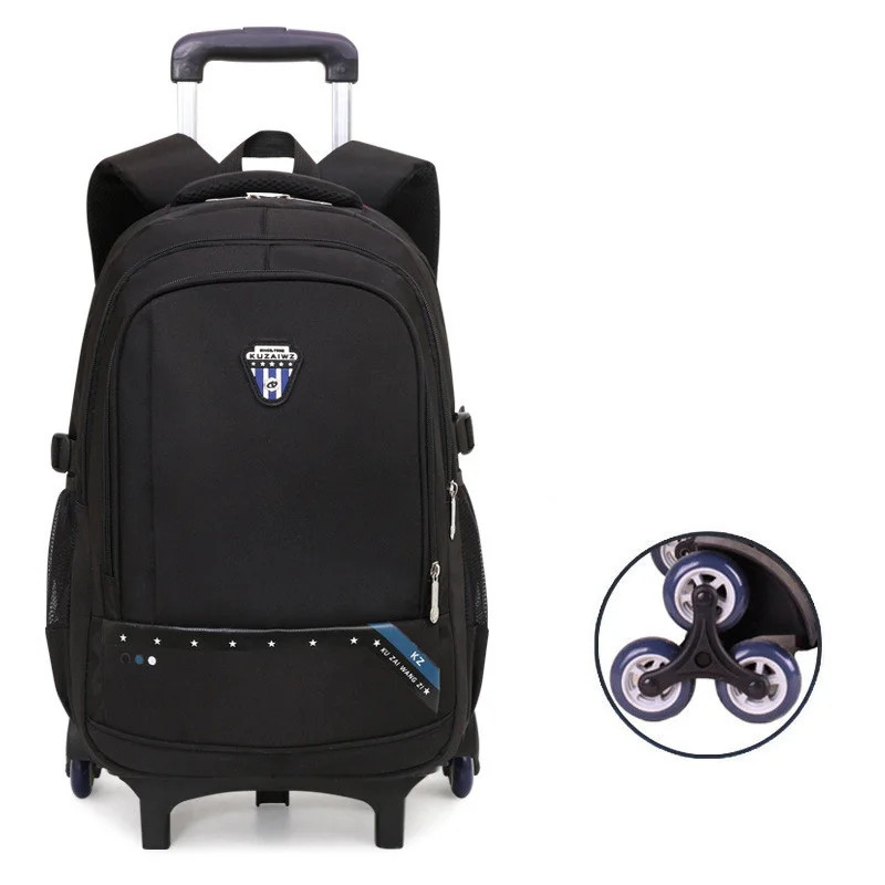 Съемный рюкзак на колесиках, детские школьные сумки с 2/6 колесами для девочек и мальчиков, прочный рюкзак на колесиках, Детский рюкзак для скалолазания по ступенькам - Цвет: 6 wheels dark blue