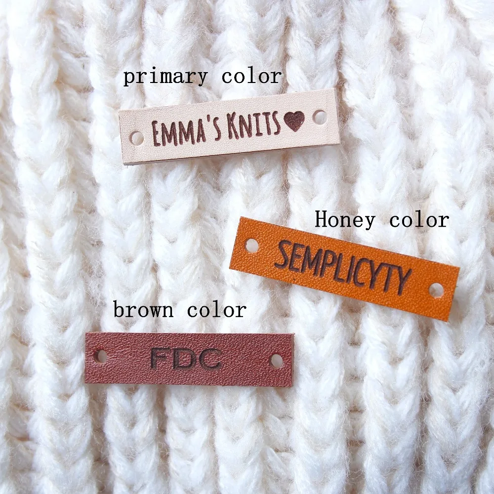 Handmade, Leather Tags, personalized tags, knit labels, Custom Name, Custom Design, Name Tags, Gift, Clothing Labels (PB1503)