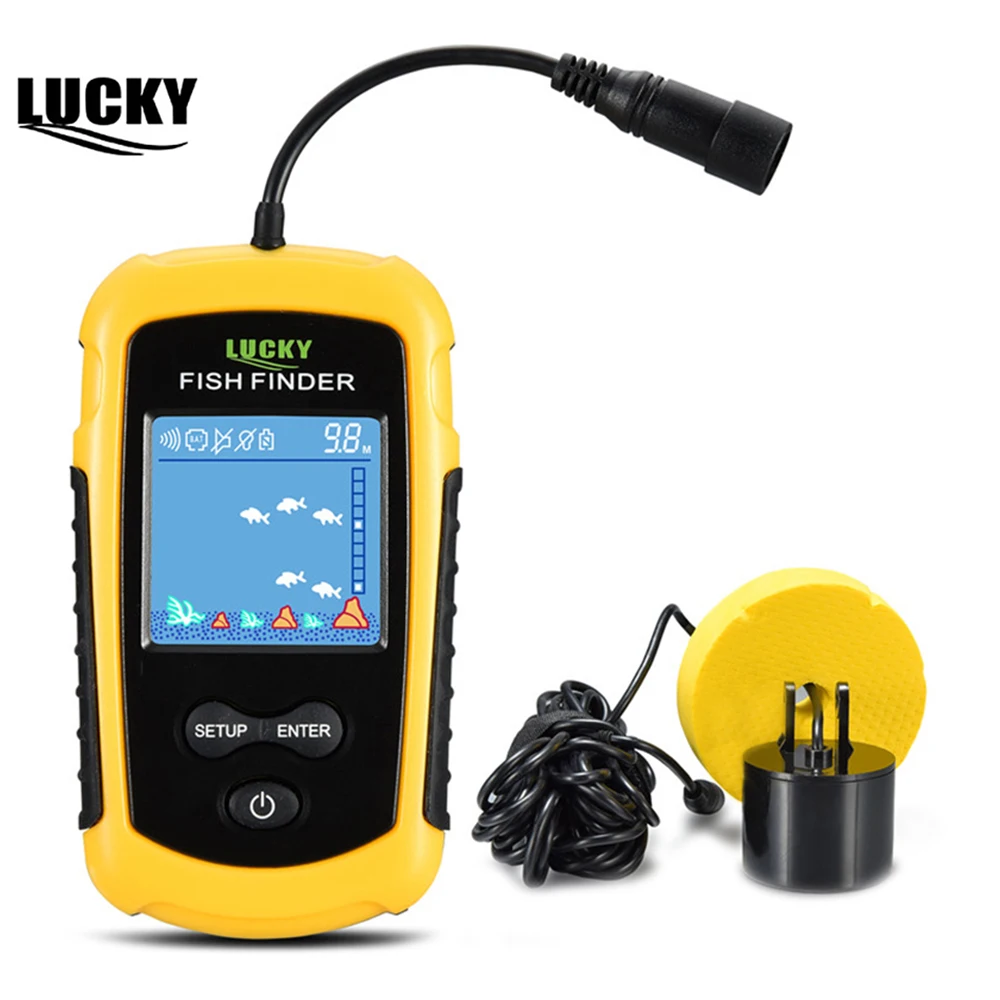 LUCKY FFC1108 1 портативный эхолот рыболокатор сигнализация глубина воды ЖК дисплей