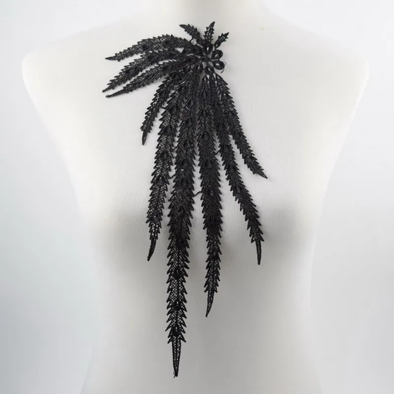 

1pc Peacock feather Embroidered Lace Neckline Collar Lace Venise Applique Scrapbooking Sewing Accessories 2 Colors