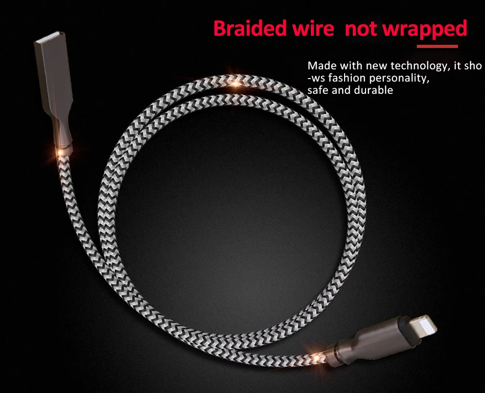 NOHON Nylon Sync Data Charging Cable For iphone 5 SE 6S 7 8 X Plus XS XR XS MAX 2.4A Fast Charger Line Lighting Charge Cord Line (10)