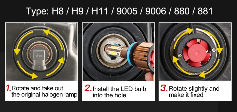 4 стороны светодиодный фар H4 H7 H8 H11 HB3 9005 HB4 9006 Светодиодный лампочки Canbus Error Free 80 Вт 10000LM 6500 к автоматическая светодиодная фара 12V 24V