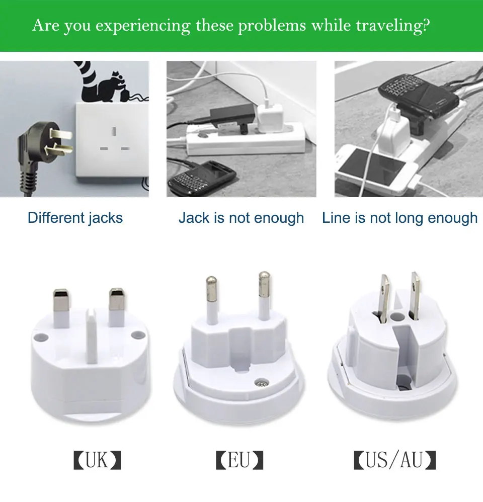 EU UK US AU Universal Power Adapter Charger Adaptor Travel Wall Electric Plugs Sockets Converter For Mobile Phones Laptop (2)
