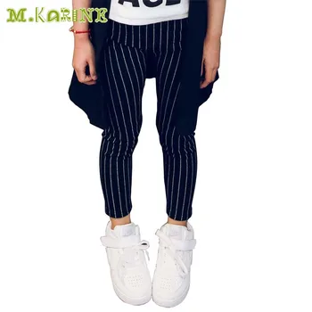 

3-10Year Children's Clothing Kids Striped Pants Girls Leggings Baby Child Pantalon Skinny Solid Black Vertical Stripes Trousers