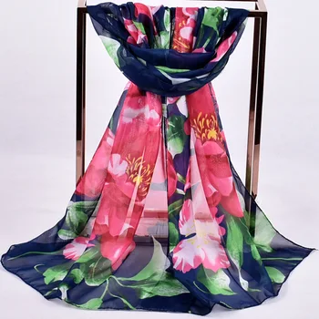 

new arrival 2019 spring and autumn chiffon women scarf polyester geometric pattern design long soft silk shawl 50*160cm collar