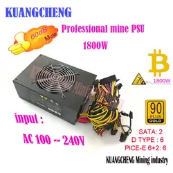 Высокая мощность Золотая переводная питания Eth шахтеров PSU (с riser 1) 12 В 128A выход. В том числе ЕС кабельные разъемы 6 GPU карты