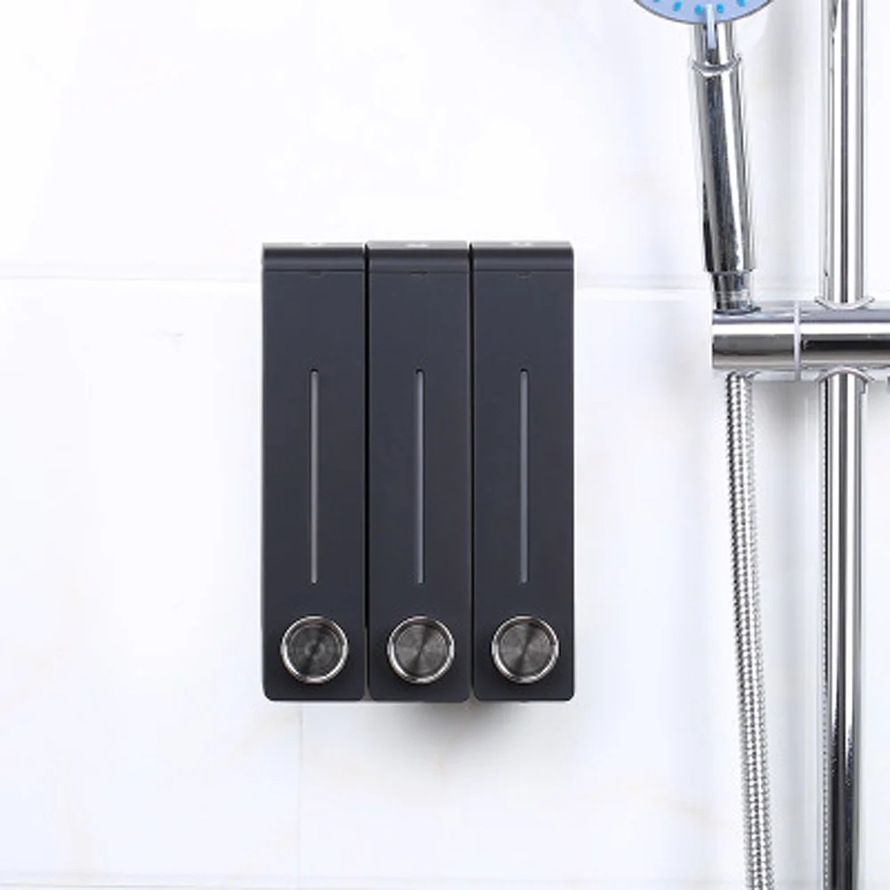 Online 3 teile satz Flüssigkeit Seife Dispenser Wand Montieren Bad Zubehör Kunststoff Waschmittel Shampoo Spender Küche Reiniger Presse Flasche