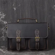 YUPINXUAN vintage handmade crazy horse briefcase men genuine leather messenger bag business office bag Lawyer Briefcase