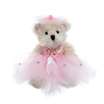 

Wedding Teddy Bear Plush Dolls Wearing Lace Skirt Baby Developmental Dolls Home Car Decor Ornaments Lover Gift 8'' New