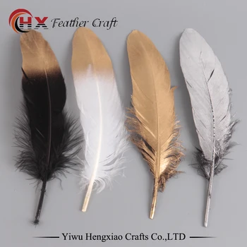 

Hot Sale 10pcs Black With Gold Color Goose/Duck Feathers 15-20cm/6-8inches Wedding Bouquet Decoration Craft for Home Decor