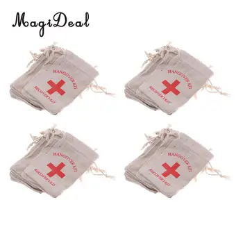 

MagiDeal 40pcs Hangover Kit Recovery Bags Hens Night Bachelorette Party First Aid Bags Muslin Favors Bag