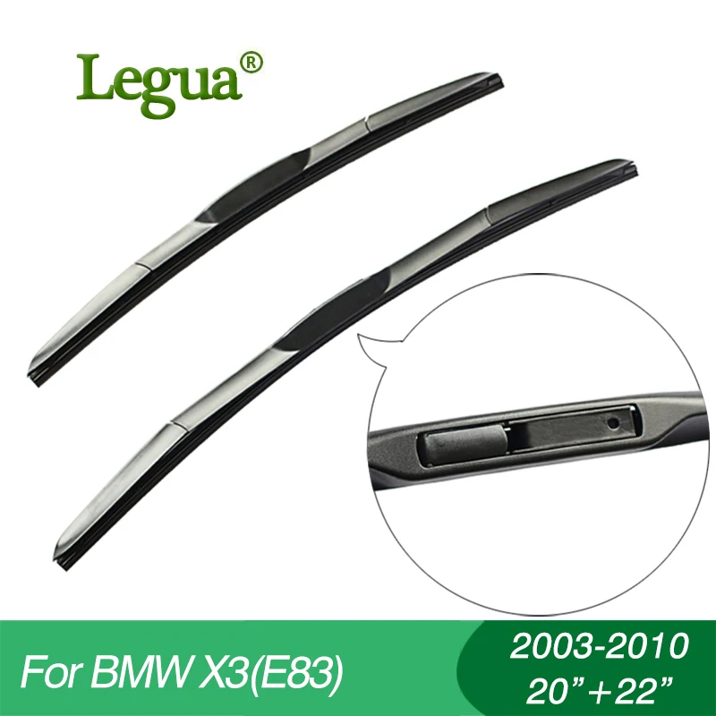 

Legua Wiper blades for BMW X3(E83)(2003-2010),20"+22",car wiper,3 Section Rubber, windscreen wiper, Car accessory