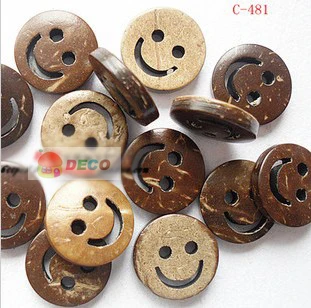 

50pcs/lot Natural coconut shell buttons,hollow out smiling buttons, scrapbooking accessories(ss-559)