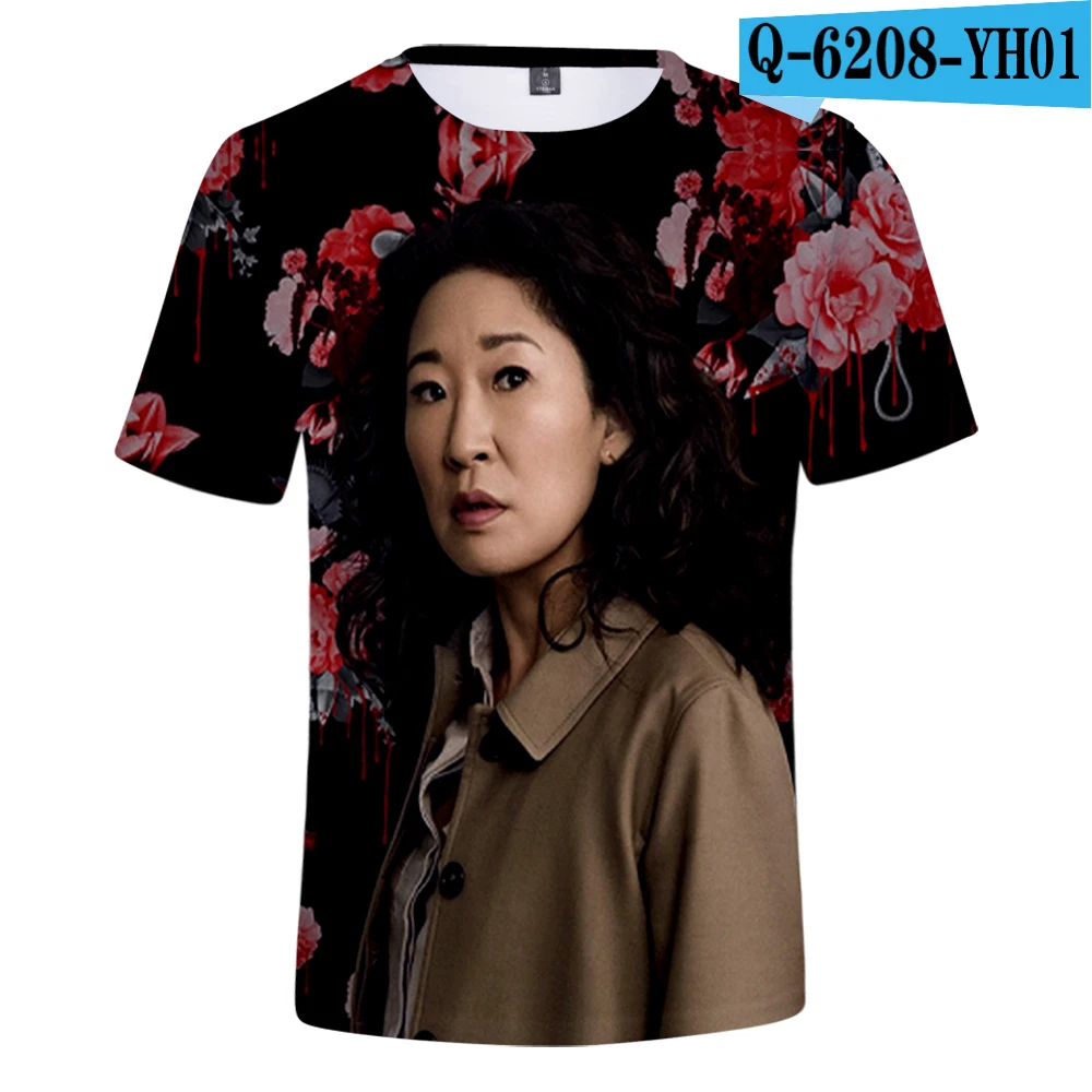 Killing Eve ТВ 3D повседневные футболки женская и мужская летняя одежда K pop Harajuku горячая Распродажа футболка с коротким рукавом плюс размер 4XL Футболка - Цвет: 3D