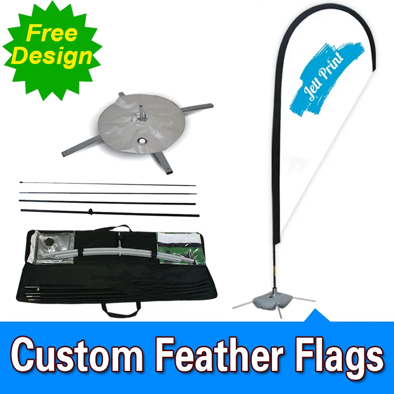 Free Design Free Shipping Single Sided Cross Base Teardrop Flag