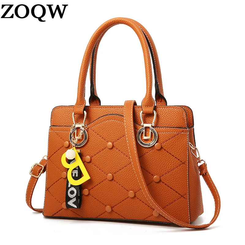 ZOQW Women Leather Handbags Ladies Large Tote Bag Female Square Shoulder Bags bolsos mujer Sac ...