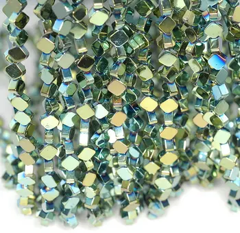 

6mm Green Hematite Gemstone Titanium Green Diamond Square 6x6mm Loose Beads 16 inch Full Strand (90185609-842)