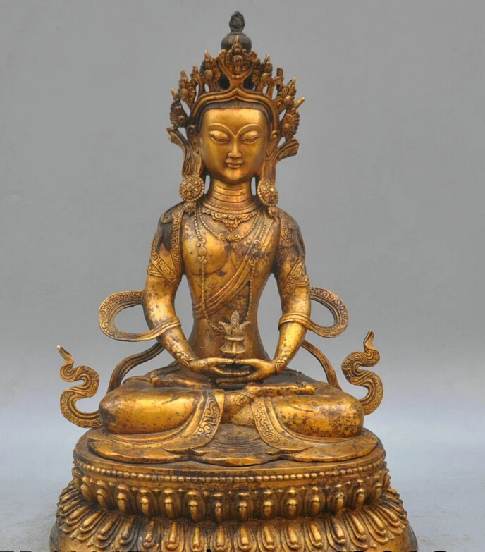 

005251 17' Tibetan Buddhism Bronze Amitayus Buddha Sculpture Statue