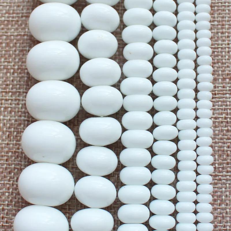 

3x5mm,4x6-13x18mm smooth White porcelain Agates Rondelle abacus shape Loose Beads 15"