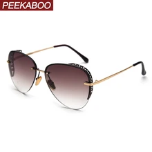 Солнцезащитные очки Peekaboo без оправы, стразы, зеленые, черные, женские солнцезащитные очки без оправы,, металлическая оправа, uv400