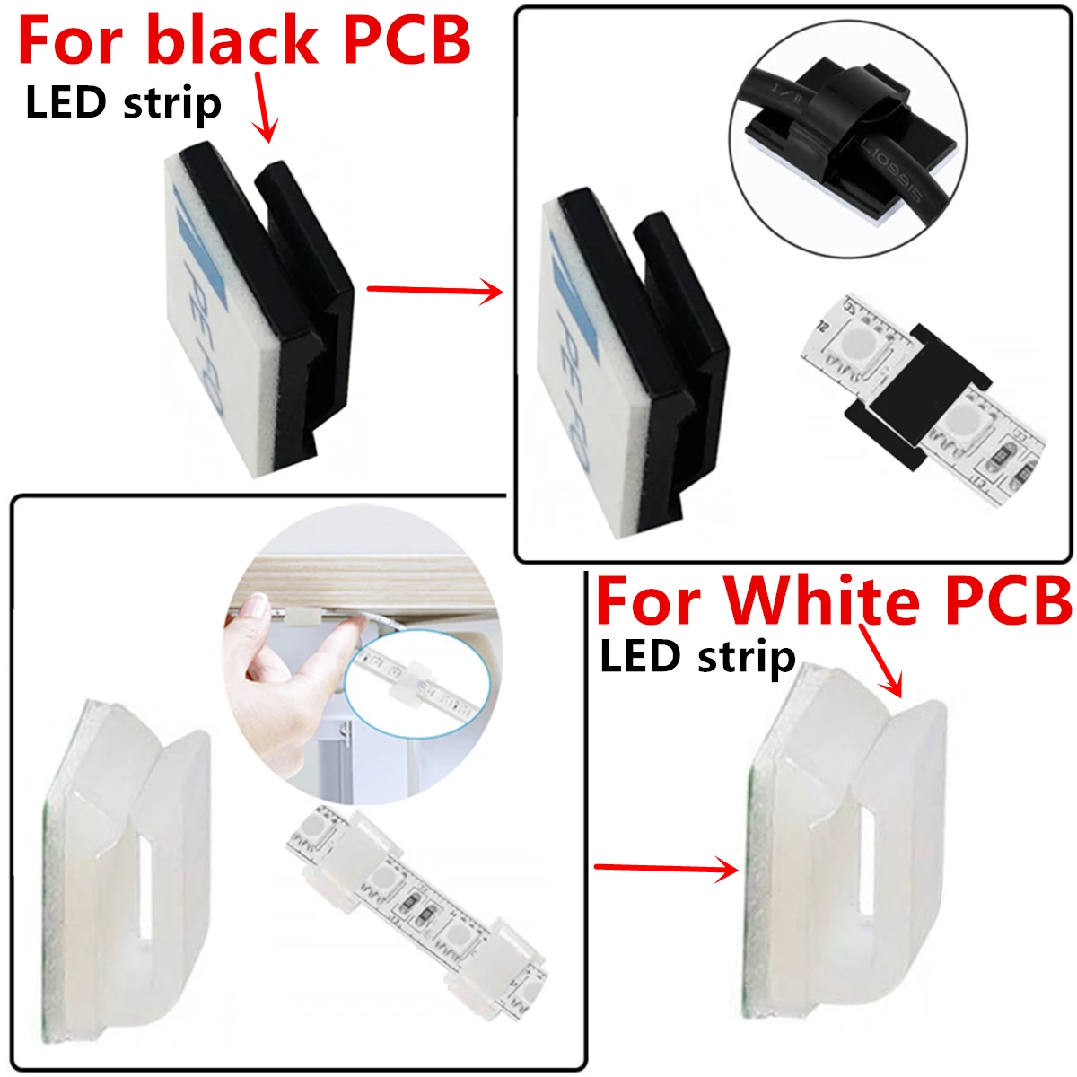 Self adhesive Wire Bundle Holder Cable Clip for Fix LED Strip Connector