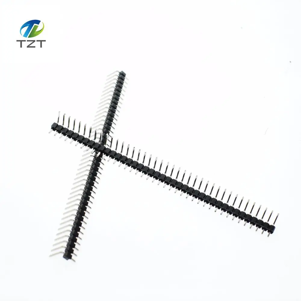 

Hot Sale 10pcs 40 Pin 1x40 Single Row Male 2.54mm Breakable Pin Header Right Angle Connector Strip bending