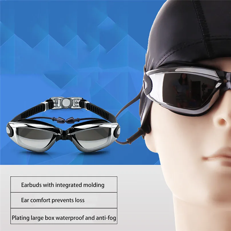 Comfortable Swimming Goggles Anti-fog Swimming Goggles Men Women Adult Swimming Glasses With Ear Plug #2y17  (4)