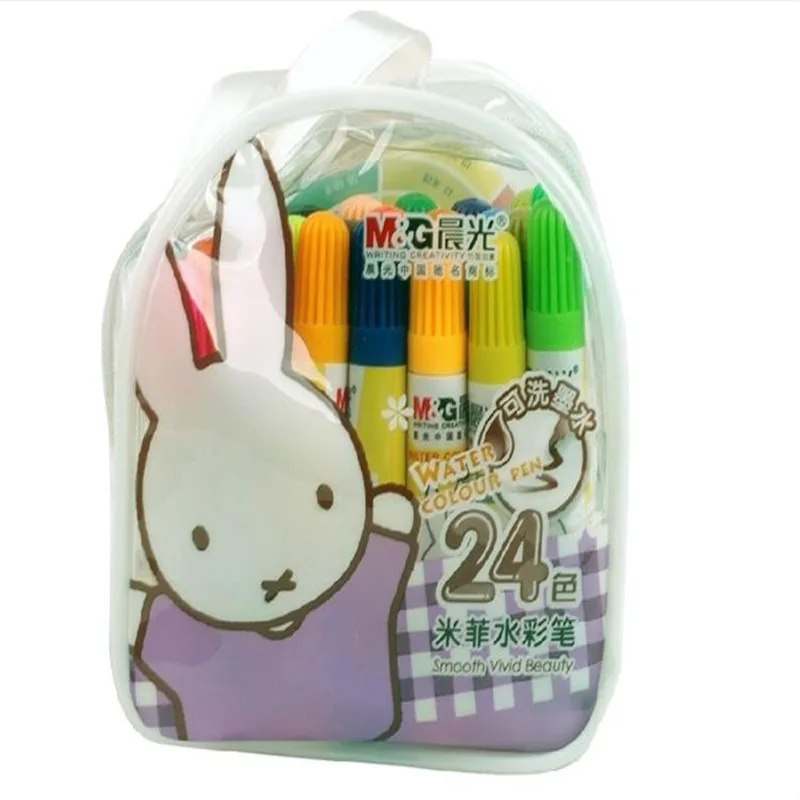 

MG 24 Water Color Pen Office School Home Stationery Handbag Packing Watercolor Multicolor Washable Color Pen Smooth Vivid Beauty