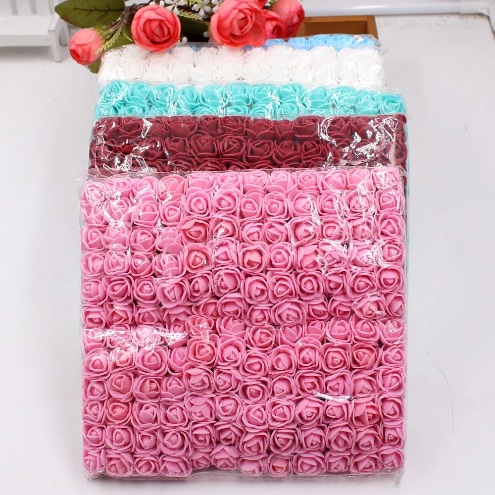 

144pcs Foam Rose Handmake Artificial Flower Bouquet Wedding Decoration DIY Wreath Gift Box Scrapbooking Craft Fake Flower
