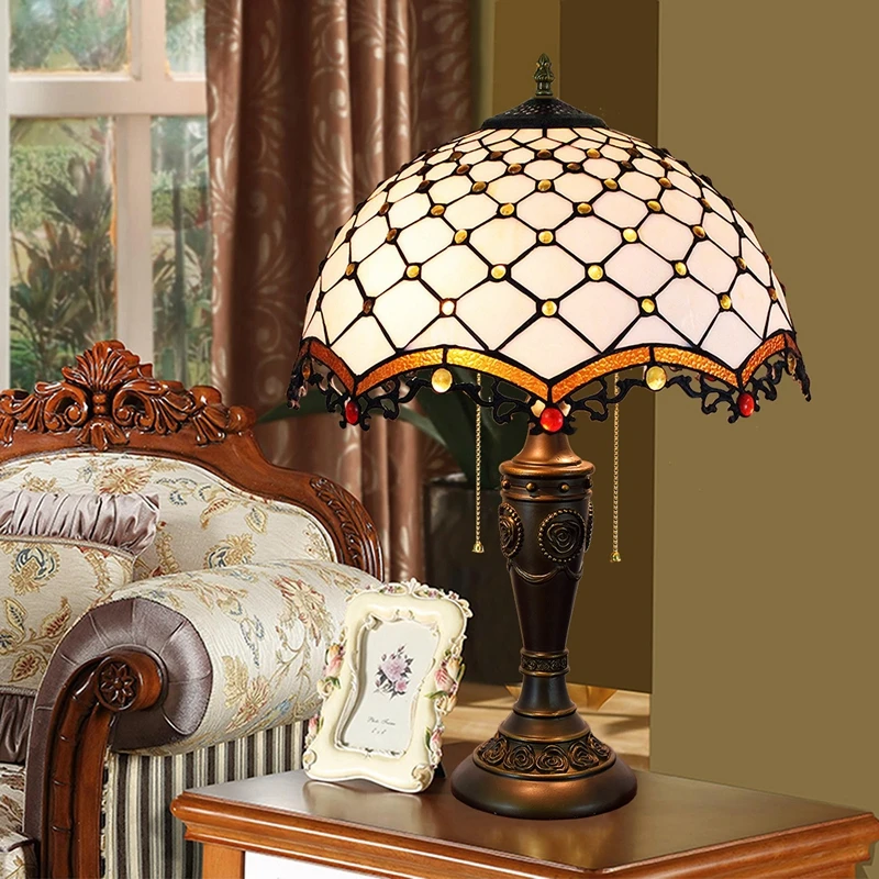 

40CM color glass living room restaurant bedroom bedside zipper desk lamp Mediterranean Blue Dragonfly desk lamps 110-260V e27