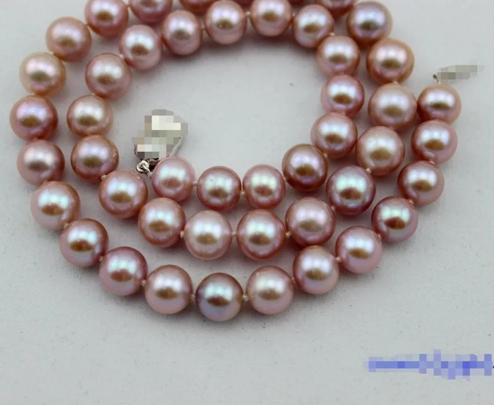 

FREE SHIPPING HOT sell new Style >>>> freshwater pearl necklace 9-10mm Natural purple Good Quality 17.5INCH