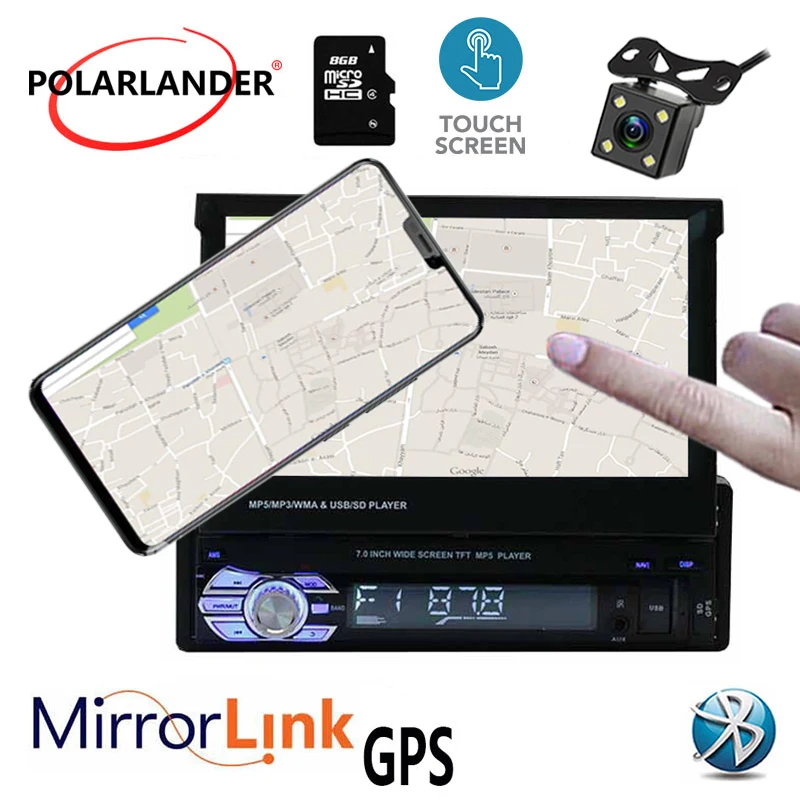 1 din автомобильное радио плеер 12 многоязычных bluetooth mirror link сенсорный экран 7 дюймов