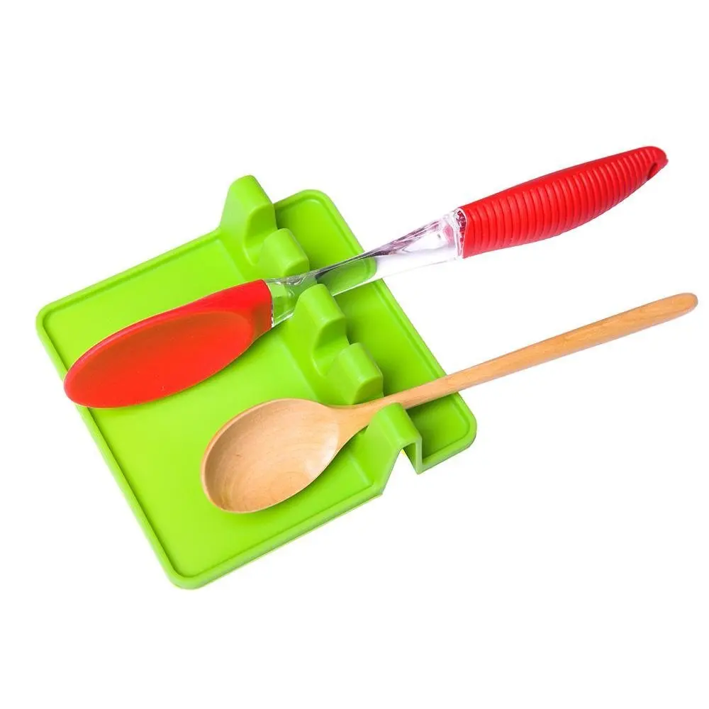 

Kitchen Silicone Spoon Insulation Mat Spatula Shovel Pad Spoon Rest Tableware Storage Rack