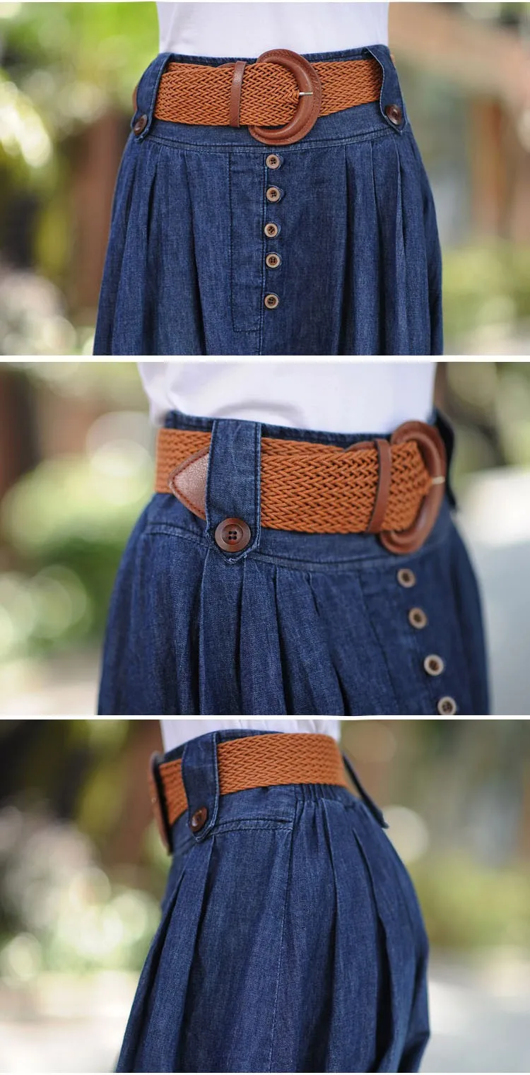 Ankle Length Long Denim Skirt