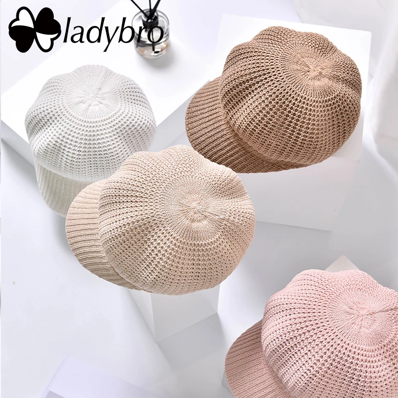 

Ladybro Women Octagonal Caps Snapback Spring Hollow out Hat Fashion Cap Female Visor Caps Summer Hat For Female knit hat