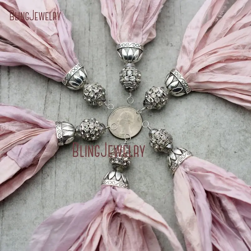 20171213-PM8965- Plastal Pink Sari Silk Tassel Pendant Antique Silver_7