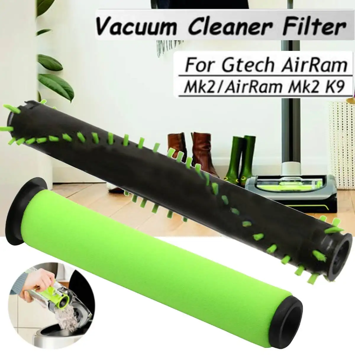 

Brush Bar Brushroll Yellow Stick Filter for GTECH AirRam MK2 K9 Cordless Vacuum Cleaner Replacement Spare Parts