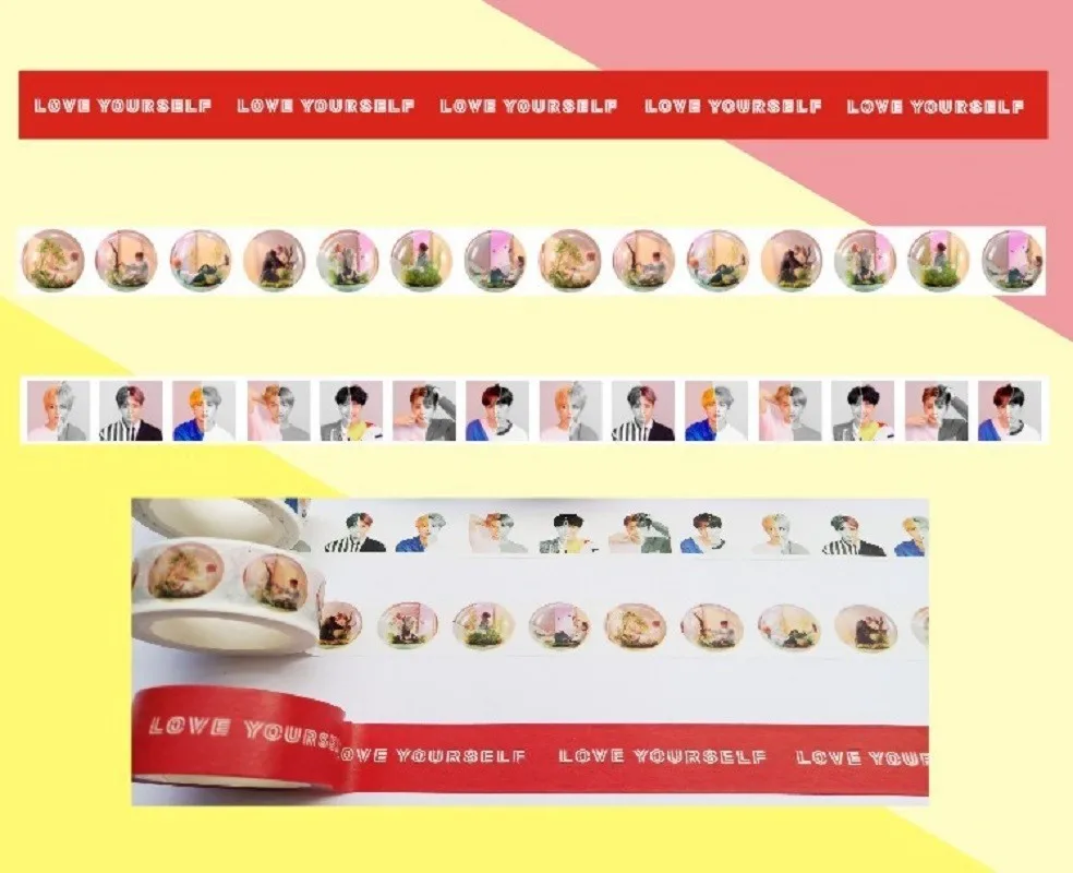 

Kpop bangtan boys Cute Washi Tape Love yourself Answer Paper Masking Scrapbook Notebook Sticker DIY 2CM*10M
