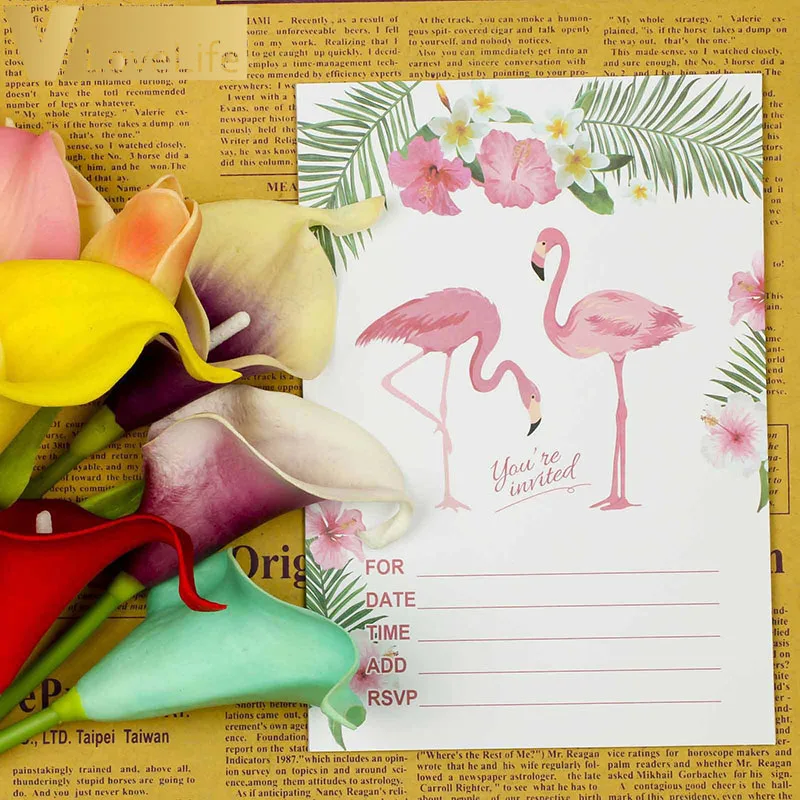  1st Flamingo Invitations Card Birthday Sticker Paper Card Kids For Flamingo Birthday Party Decorati - 33057676929
