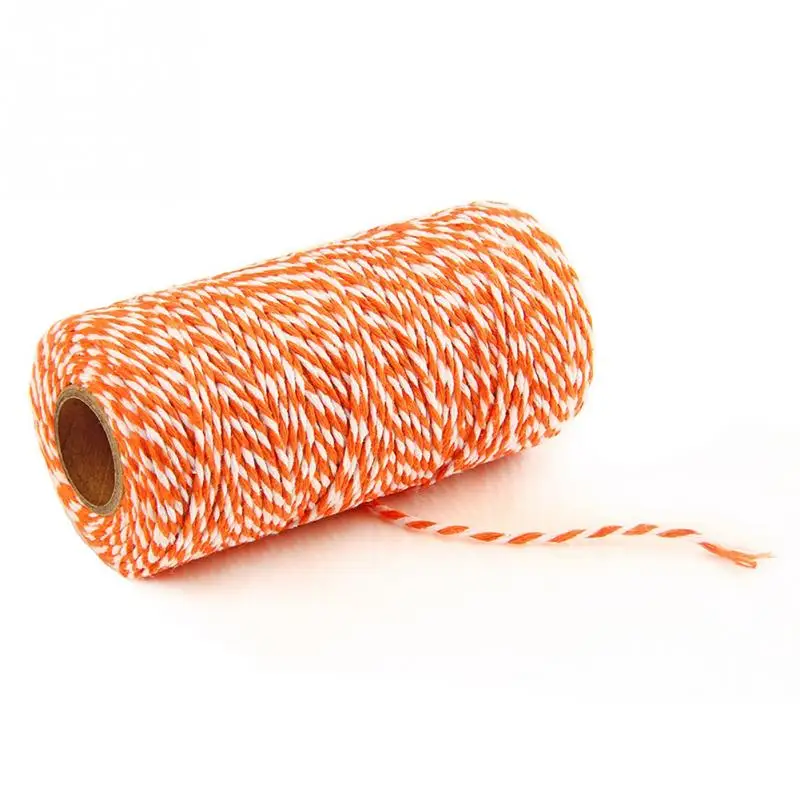 100 м/рулон хлопковой Струны DIY Подарочная коробка для упаковки веревка для выпечки шпагат шнур деревенский кантри ремесла швейная веревка 15 цветов#20 - Цвет: Orange White