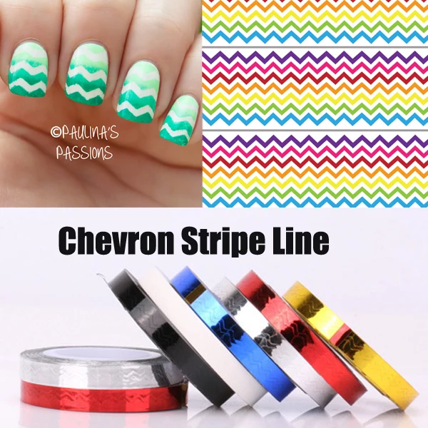 6pcs Chevron Nail Vinyls Striping Tape Colorful Art 6pcs Chevron Nail Vinyls Striping Tape Colorful Art Line Stickers Lines Free Shipping