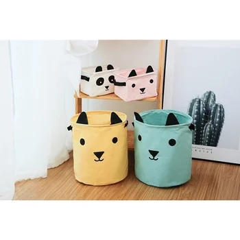 

30*32cm Folding Storage Baskets Fabric Cartoon Bear Laundry Basket with Ear Cosmetic Organizer Box 2018 Kids Basket for Toys
