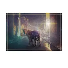 Сафари Декор диких животных леопард стоящий на улице ночью коврик для ванной нескользящий дверной коврик пол вход